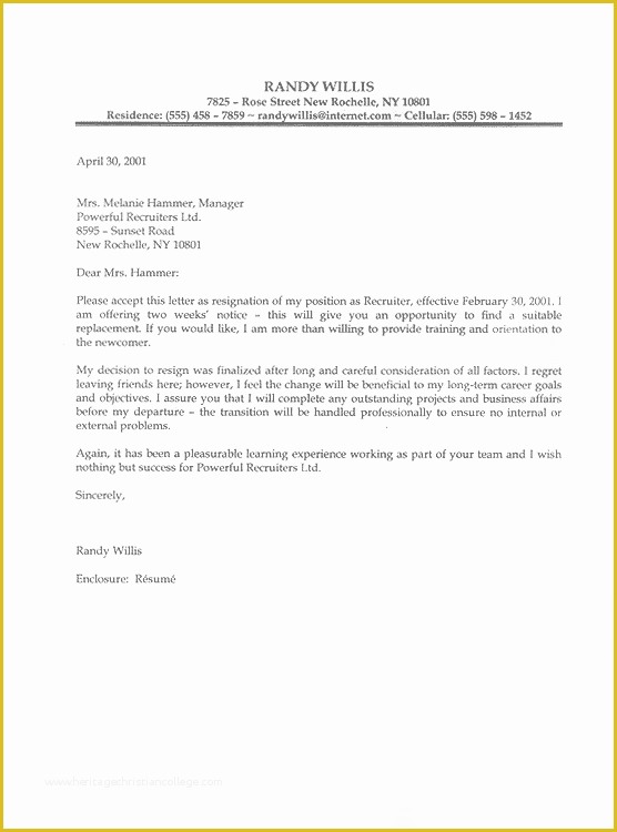 Resignation Letter Template Free Of Professional Resignation Letter Samples