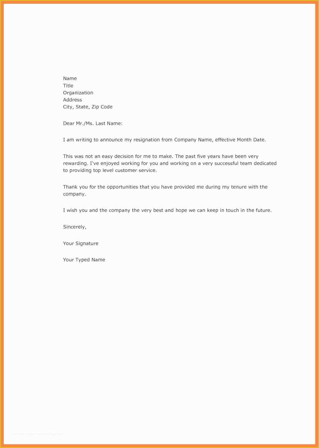 Resignation Letter Template Free Of Template Letter