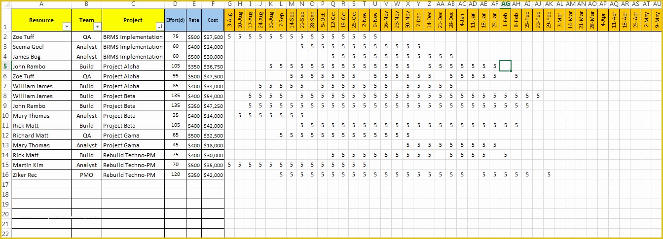 43 Resource Allocation Template Excel Free