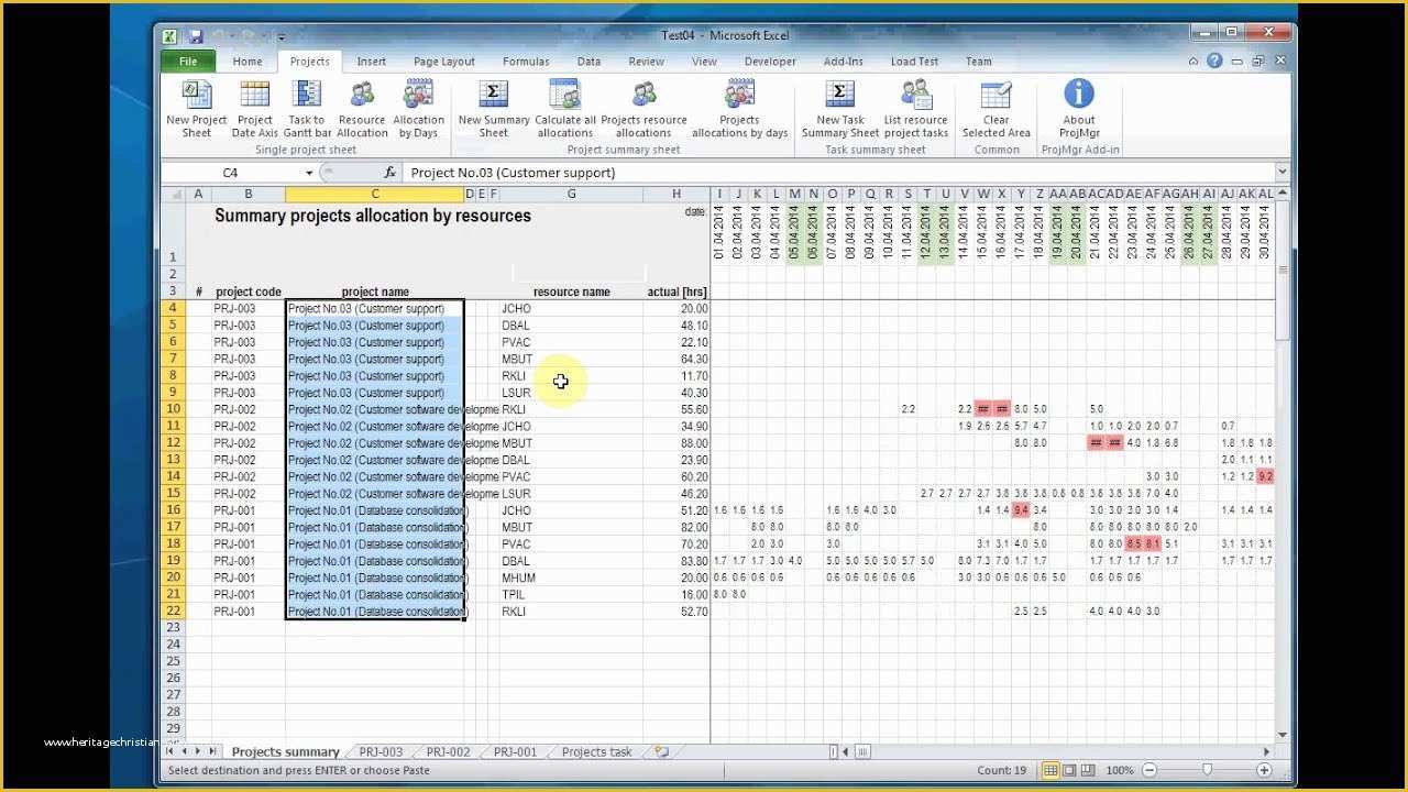 Resource Allocation Template Excel Free Of Project In Excel Add In Summary Project S Allocation by