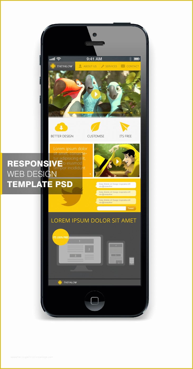 Responsive Website Templates Psd Free Download Of theyalow A Responsive Web Design Template Psd for Free