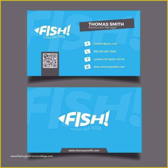 Restaurant Business Card Template Free Download Of Blue Fish Restaurant Business Card Template for Free
