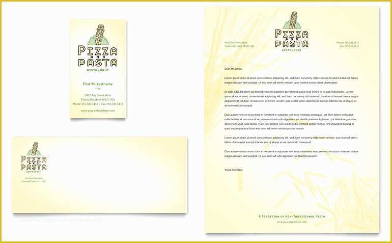 Restaurant Business Card Template Free Download Of Italian Pasta Restaurant Business Card & Letterhead