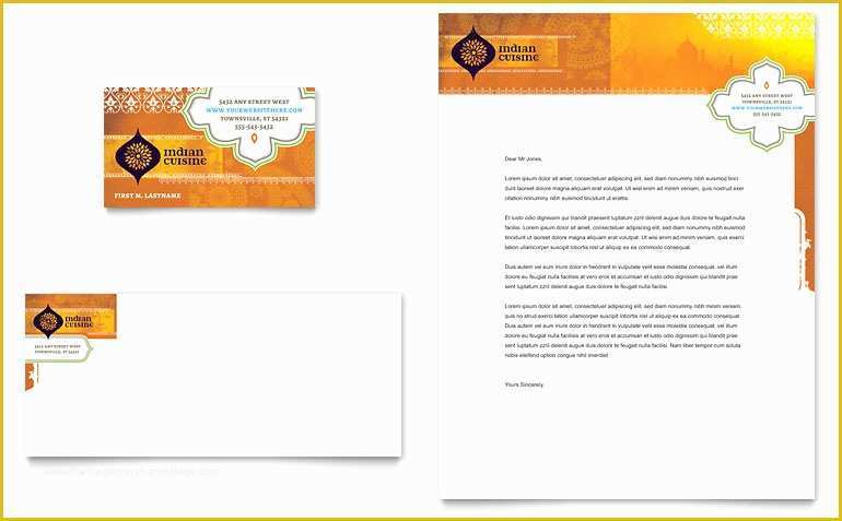 Restaurant Business Cards Templates Free Of Indian Restaurant Business Card &amp; Letterhead Template