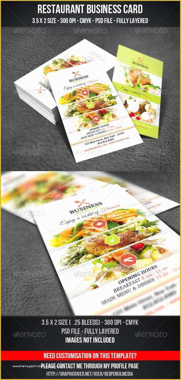 Restaurant Business Cards Templates Free Of Restaurant Business Card by Redpencilmedia