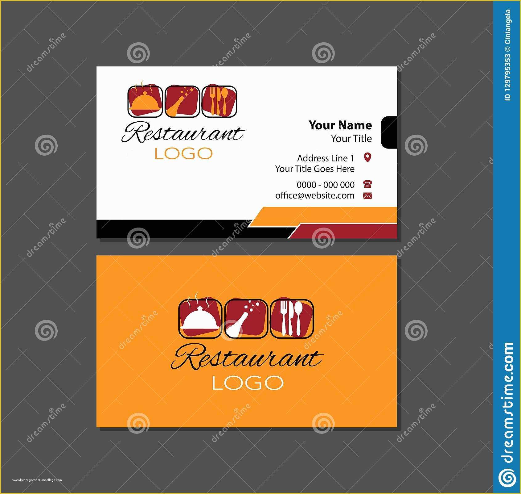 Restaurant Business Cards Templates Free Of Restaurant Business Card Template Editorial Stock