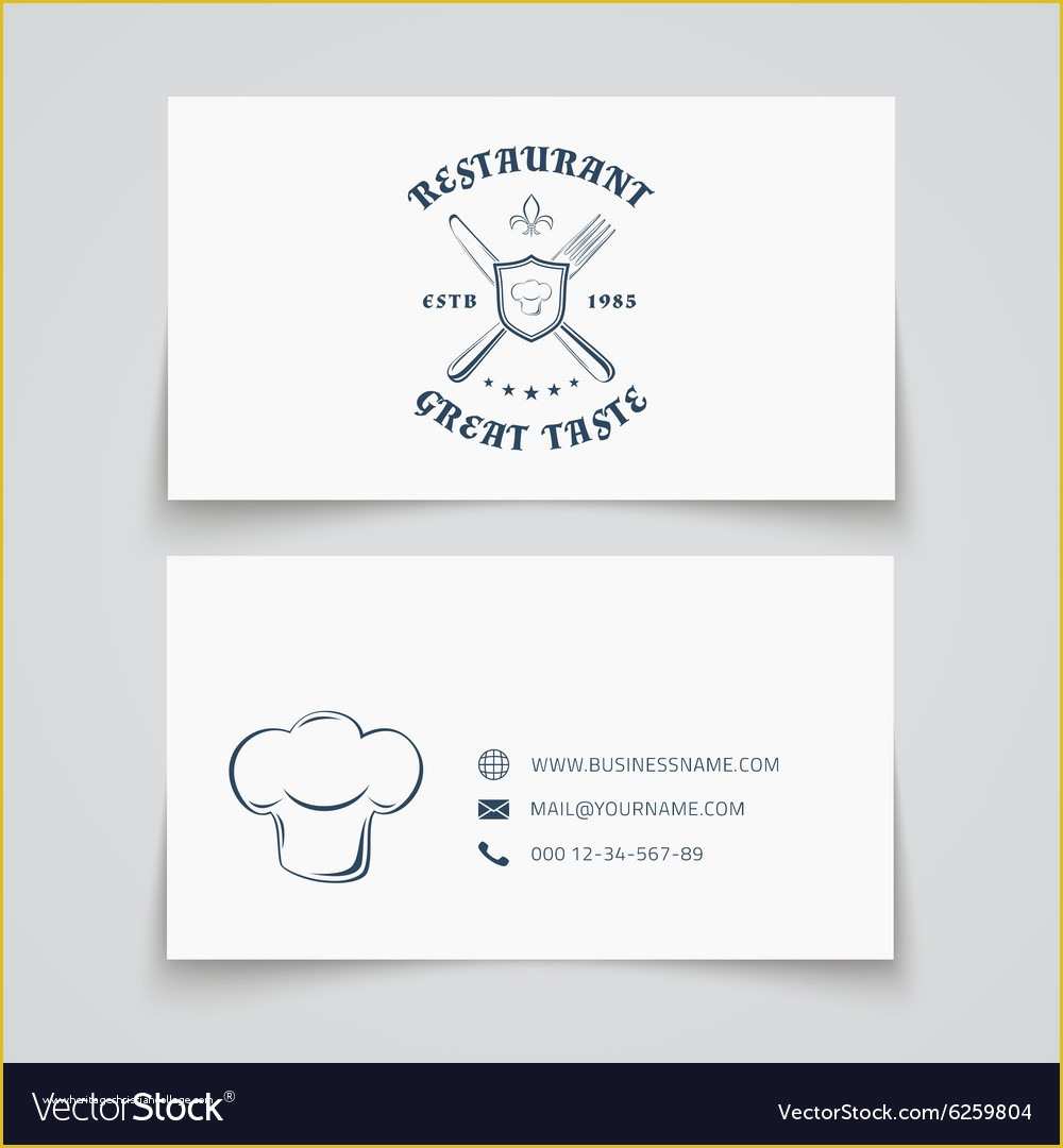 Restaurant Business Cards Templates Free Of Restaurant Business Card Template Royalty Free Vector Image