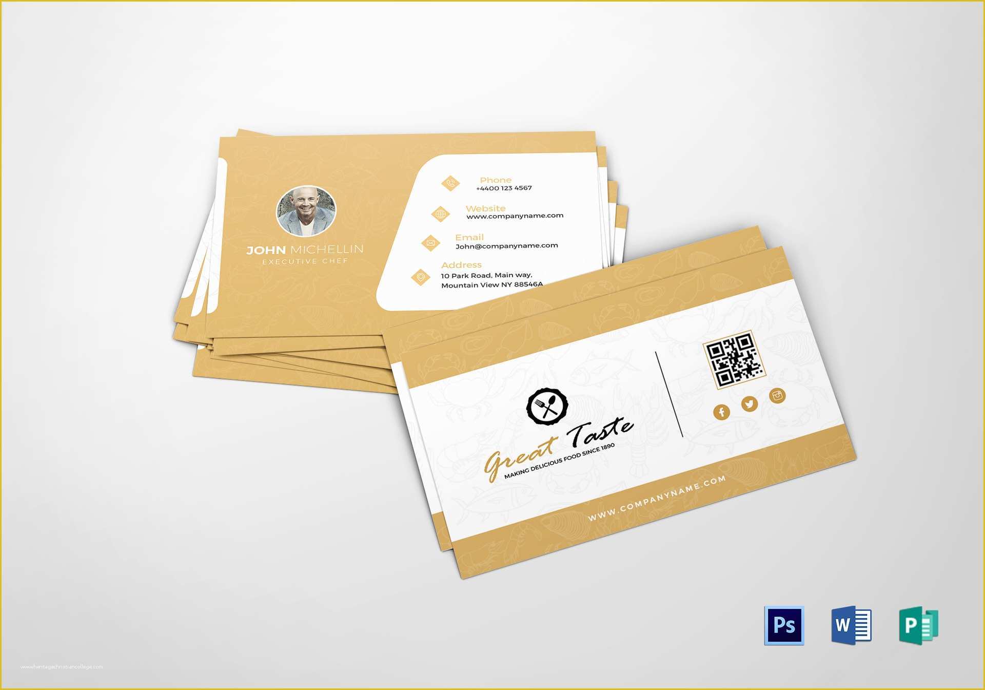 Restaurant Business Cards Templates Free Of Restaurant Chef Business Card Design Template In Psd Word