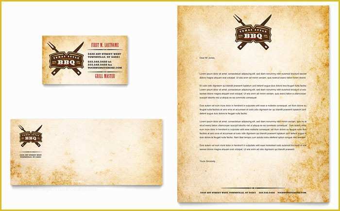 Restaurant Business Cards Templates Free Of Steakhouse Bbq Restaurant Business Card &amp; Letterhead