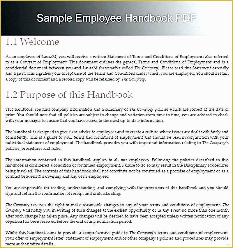 Restaurant Employee Handbook Template Free Download Of New Employee Handbook Template Small Business California