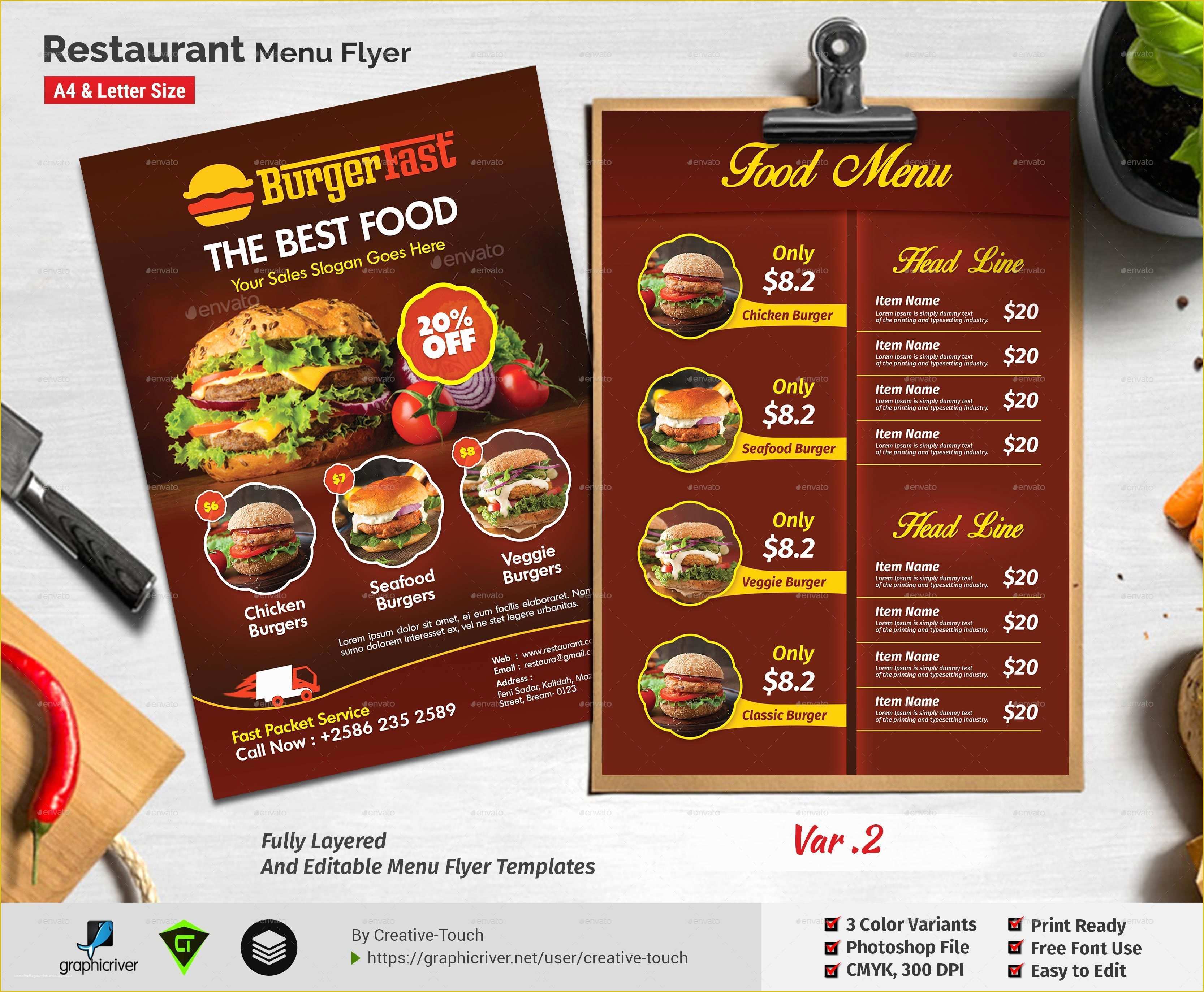 Restaurant Flyers Templates Free Of Restaurant Menu Flyer by Creative touch