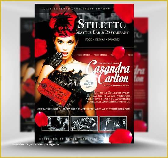 Restaurant Flyers Templates Free Of Stiletto Free Restaurant Singer Flyer Template Flyerheroes