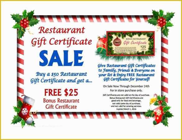 Restaurant Gift Certificate Template Free Download Of 30 Blank Gift Certificate Templates Doc Pdf