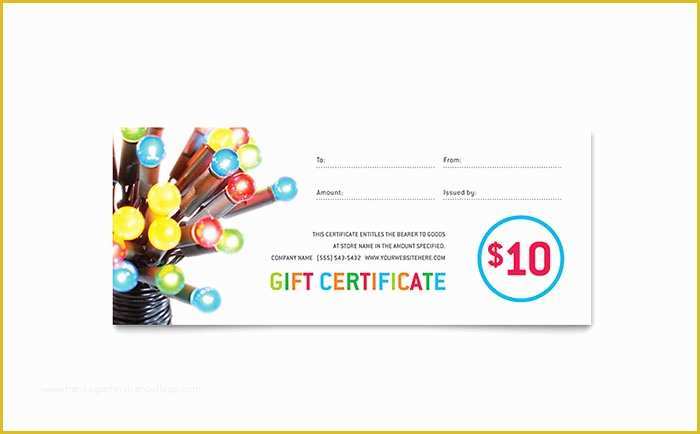 Restaurant Gift Certificate Template Free Download Of Christmas Lights Gift Certificate Template Word & Publisher