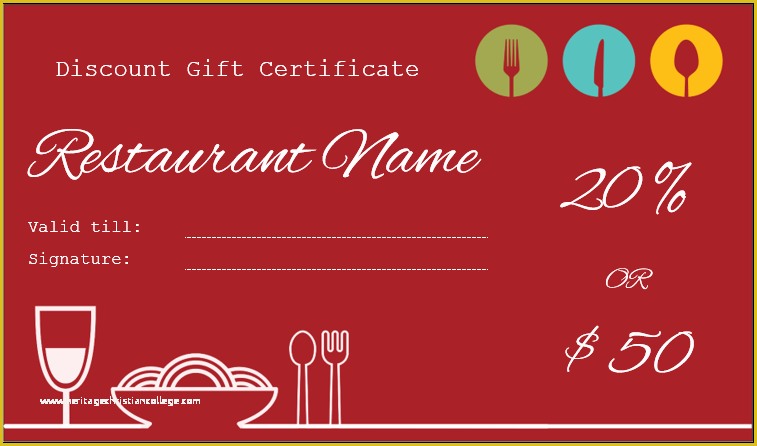 Restaurant Gift Certificate Template Free Download Of Restaurant Gift Certificate Template for Discount