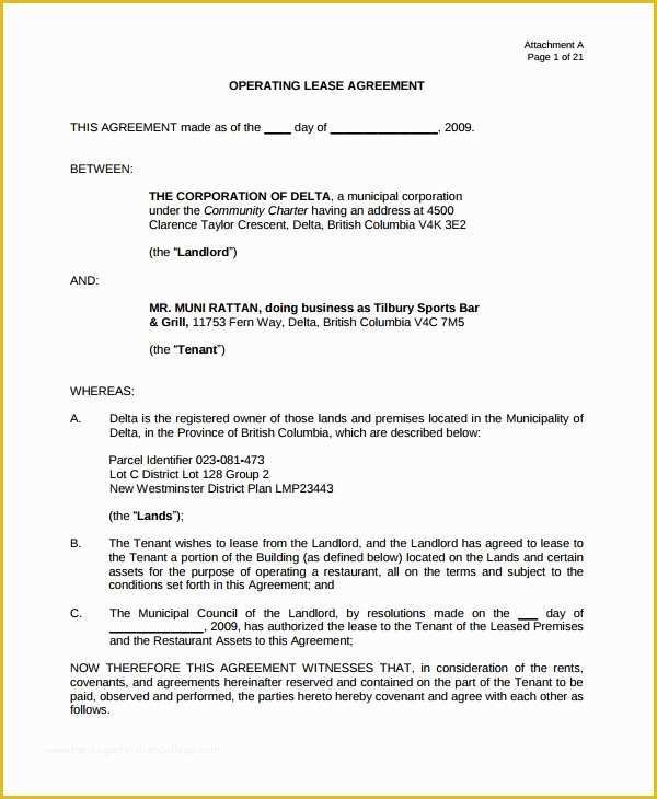 Restaurant Lease Agreement Template Free Of 9 Lease Agreement Templates for Restaurant Cafe & Bakery