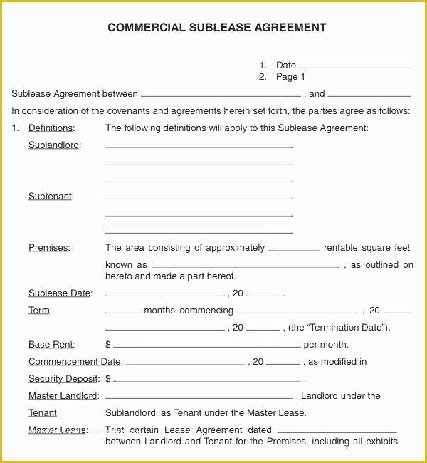 Restaurant Lease Agreement Template Free Of Al Sublease Agreement Template Free astonishing Sample