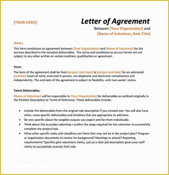 Restaurant Lease Agreement Template Free Of Sample Letter Of Agreement – 11 Example format