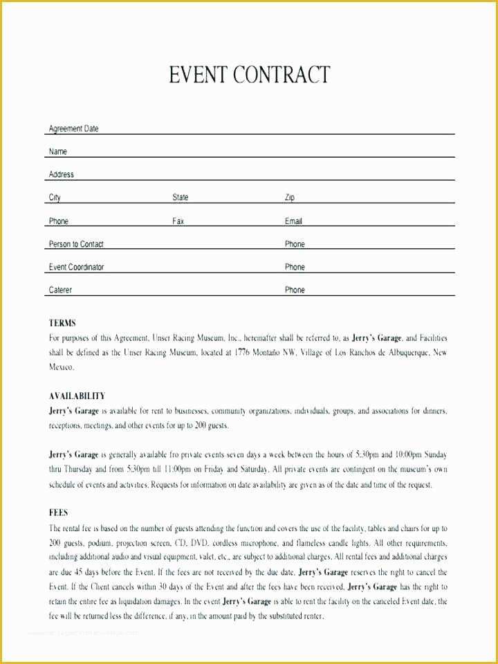 Restaurant Lease Agreement Template Free Of Wedding event Contract Template Agreement Sample Beautiful