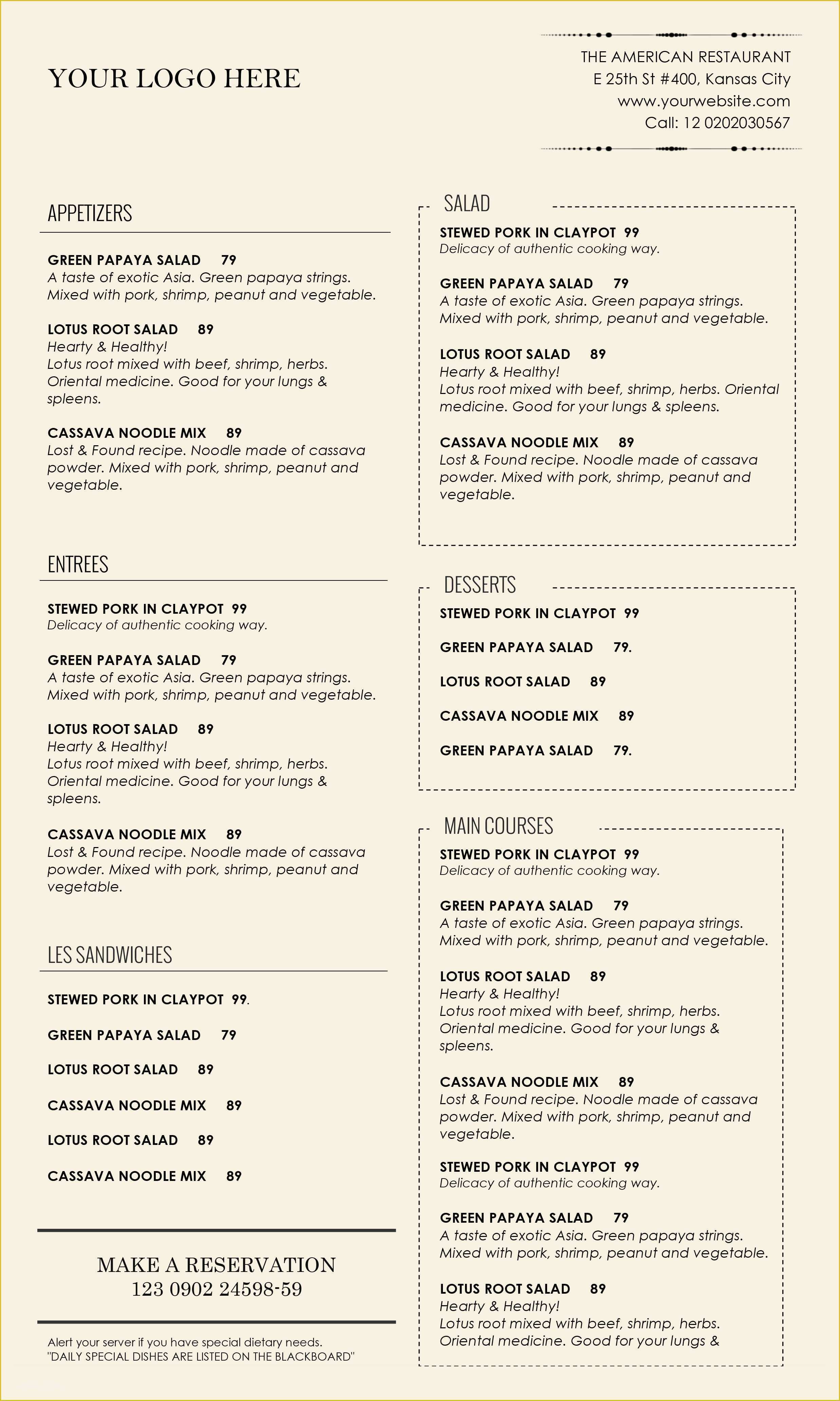 Restaurant Menu Design Templates Free Of Design &amp; Templates Menu Templates Wedding Menu Food