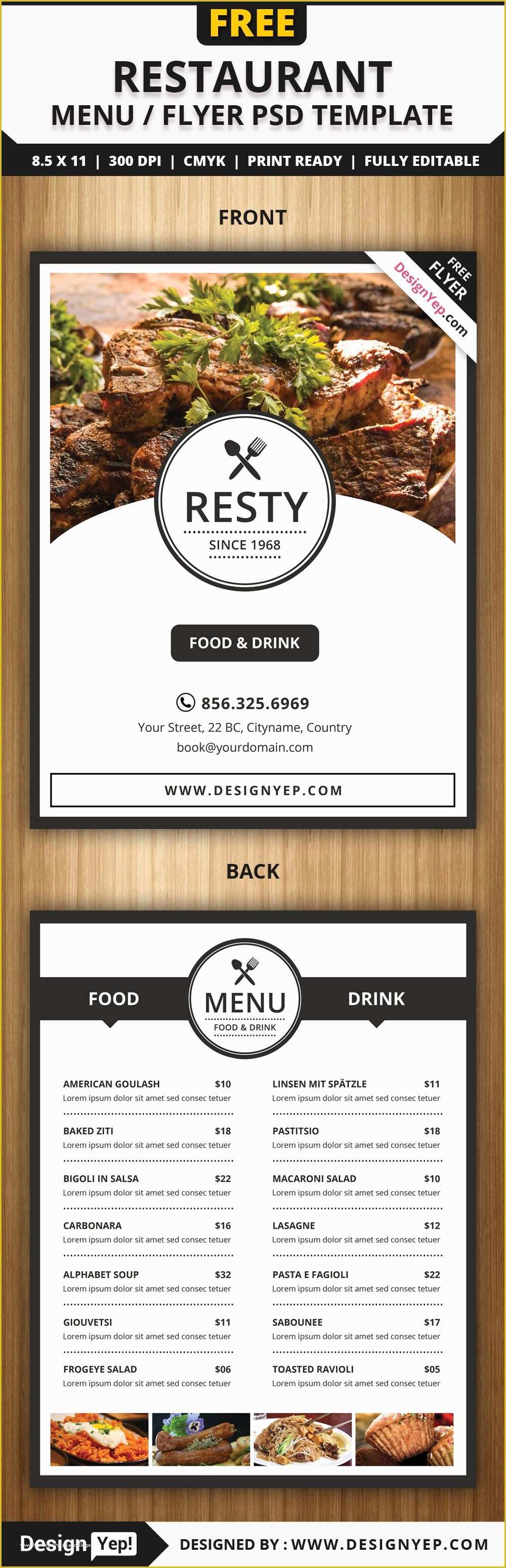 Restaurant Menu Design Templates Free Of Free Restaurant Menu Flyer Psd Template