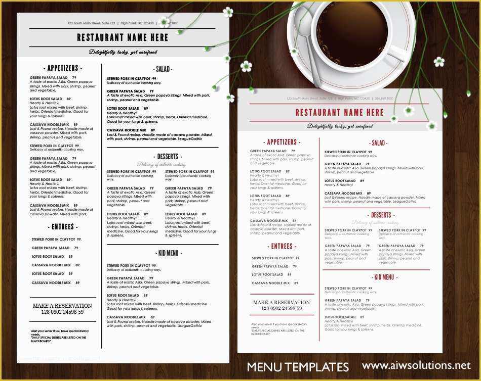 Restaurant Menu Design Templates Free Of French Restaurant Menu Design