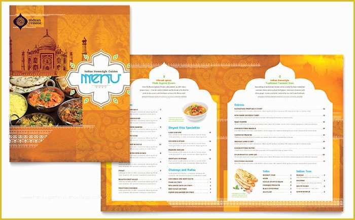 Restaurant Menu Design Templates Free Of Indian Restaurant Menu Template Design