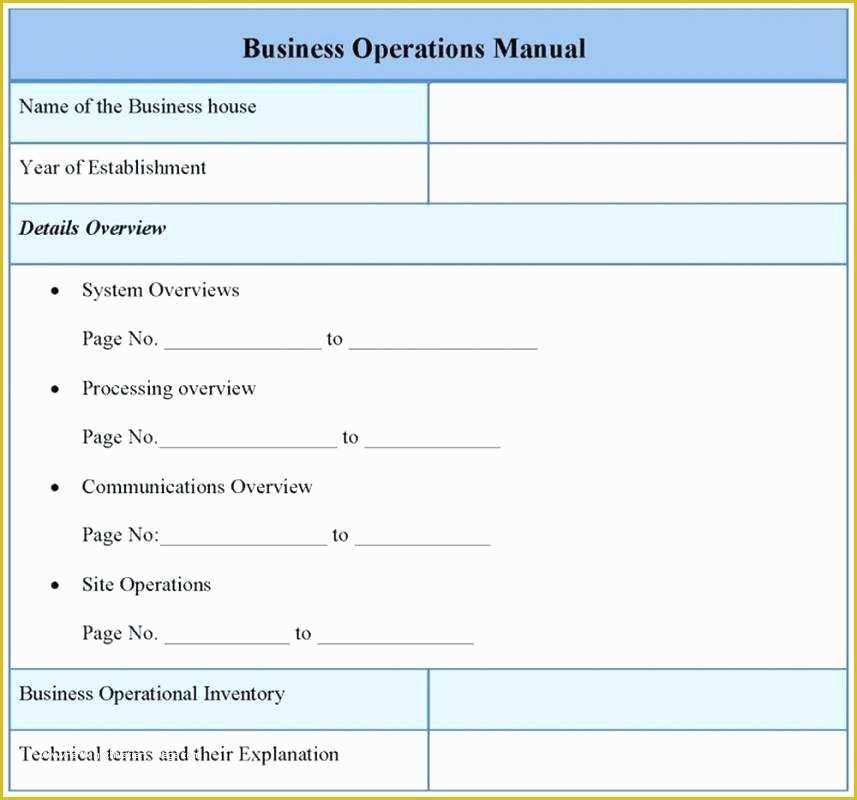 Restaurant Operations Manual Template Free Of Business Operations Manual Template – Sample Operations