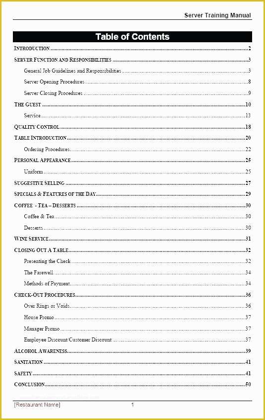 Restaurant Operations Manual Template Free Of Employee Training Manual Template Word – Template Gbooks