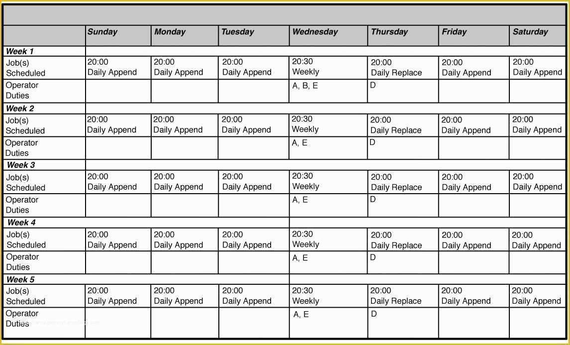 Restaurant Work Schedule Template Free Of Download Scheduling Spreadsheet for Excel