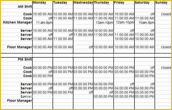 Restaurant Work Schedule Template Free Of How to Build A Restaurant Employee Schedule