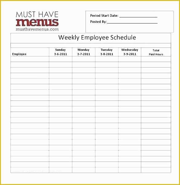 Restaurant Work Schedule Template Free Of Restaurant Employee Schedule ...