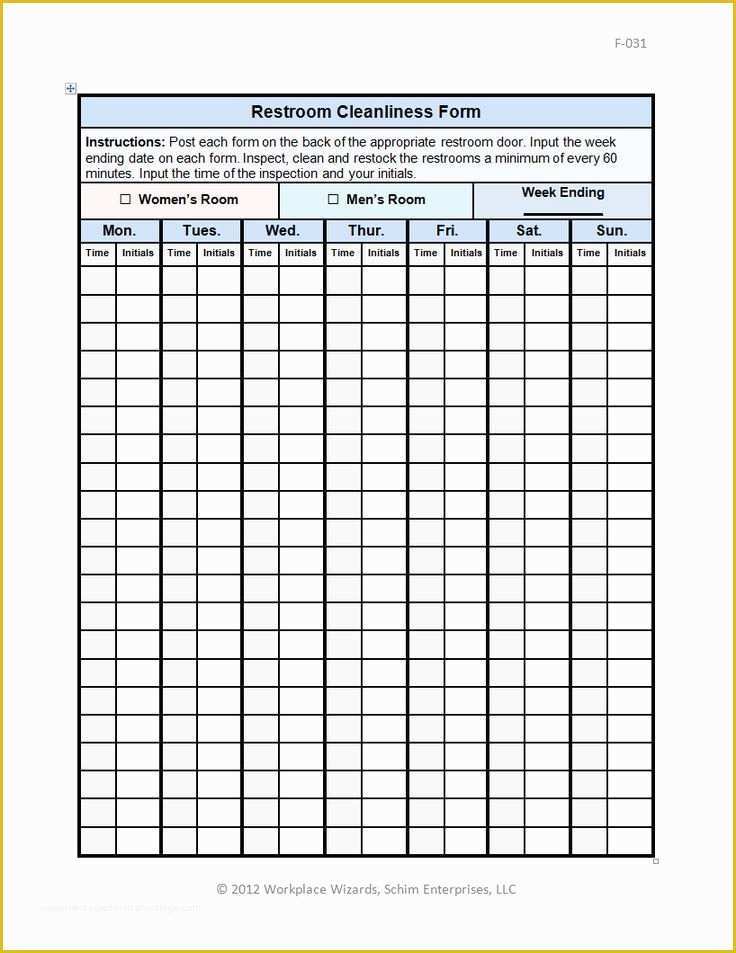 Restaurant Work Schedule Template Free Of Restaurant Restroom Cleaning Checklist