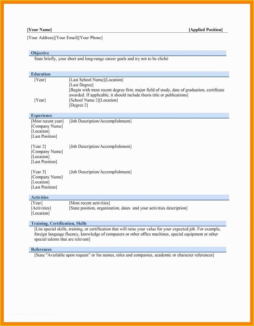 Resume Builder Template Free Microsoft Word Of Microsoft Word Resume format