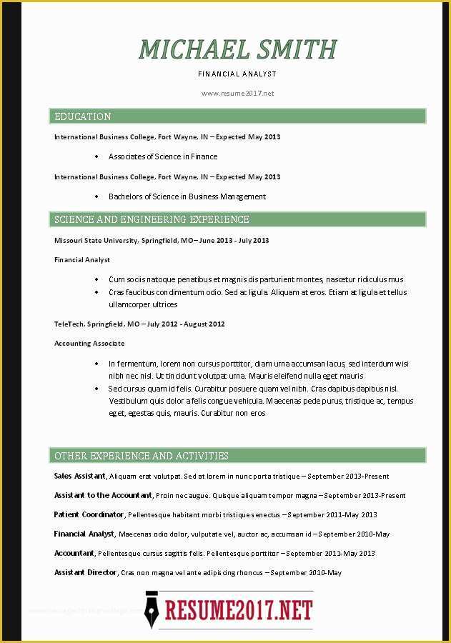 Resume Free Template 2017 Of Chronological Resume format 2017