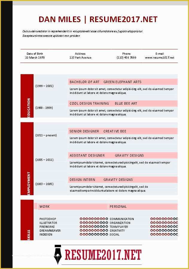 Resume Free Template 2017 Of Free Resume Templates 2017