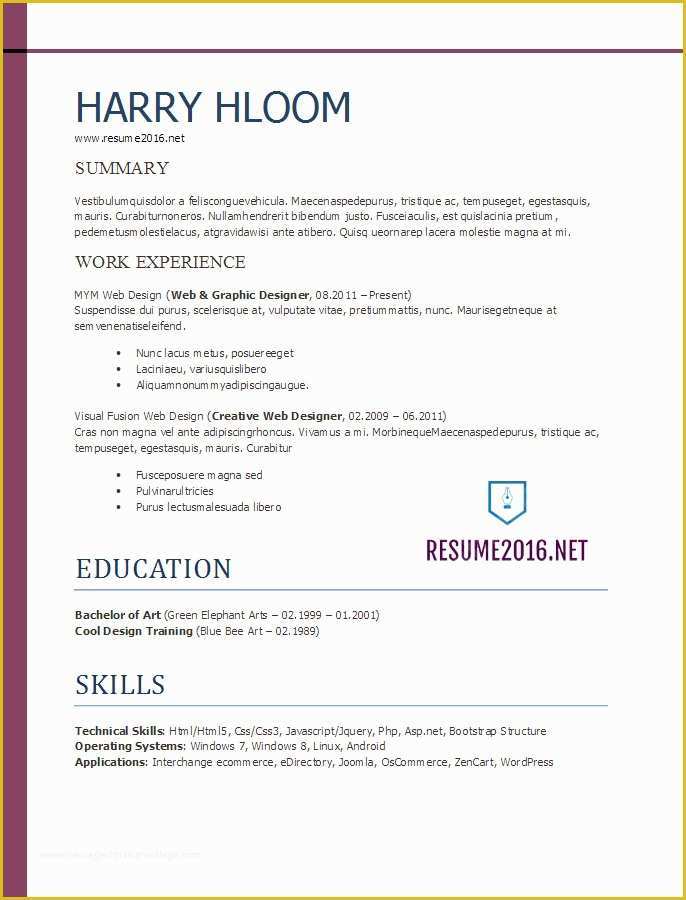 Resume Free Template 2017 Of Resume format 2017 20 Free Word Templates