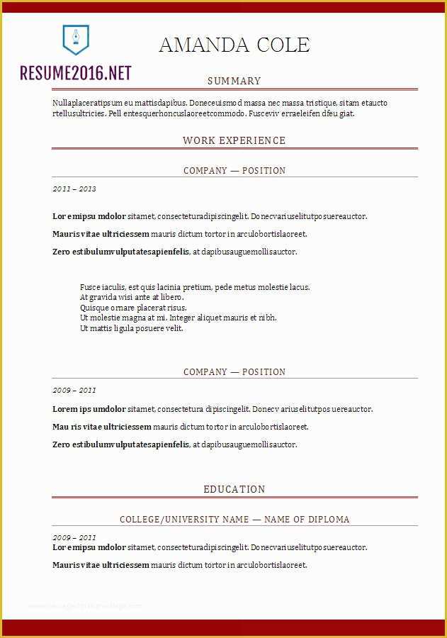 Resume Free Template 2017 Of Resume format 2017 20 Free Word Templates