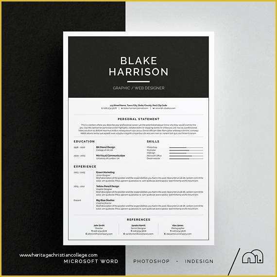 Resume Indesign Template Free Download Of Blake Resume Cv Template Word Shop Indesign