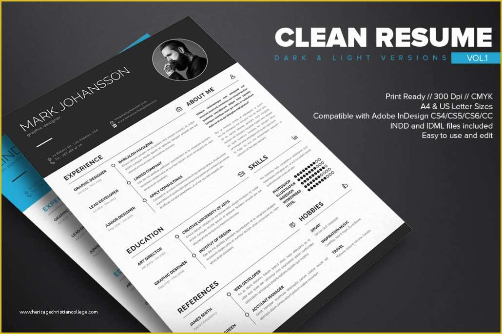 Resume Indesign Template Free Download Of Clean Indesign Resume Template Dealjumbo