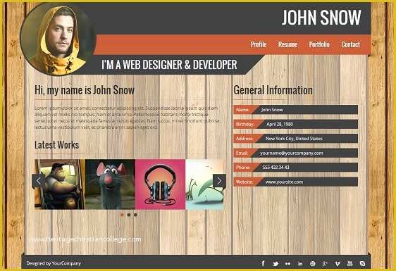 Resume Portfolio Template Free Of Vcard Portfolio Resume Template Free Website Templates