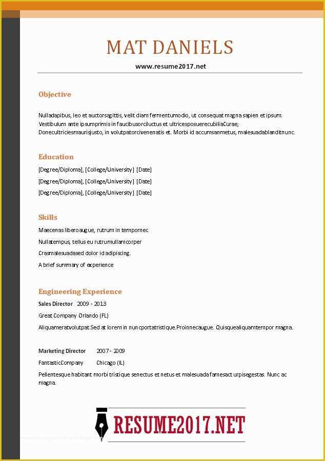 Resume Template 2017 Free Of Bination Resume format 2017