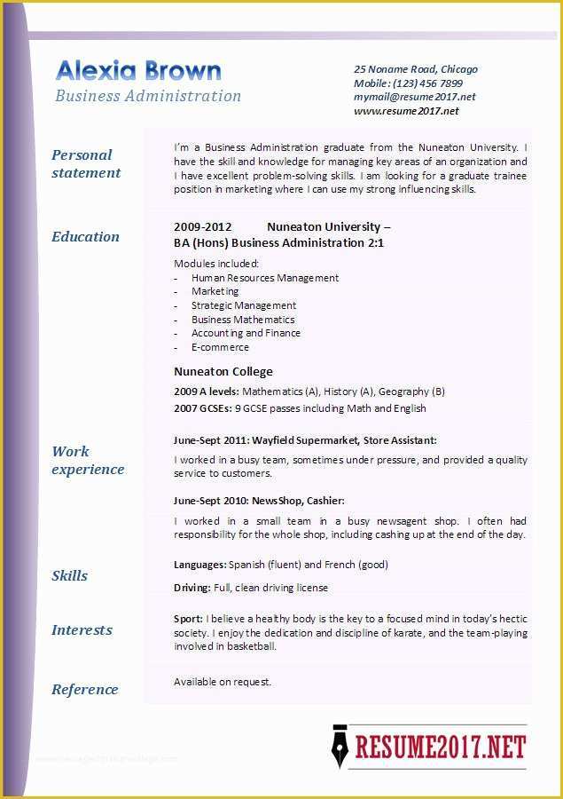 Resume Template 2017 Free Of Business Administration Resume Examples 2017