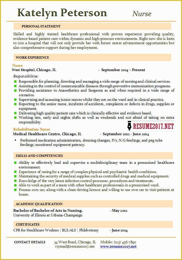 Resume Template 2017 Free Of Nurse Resume 2017 Examples