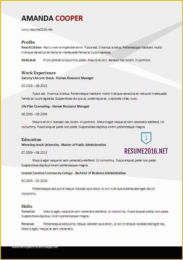 Resume Template 2017 Free Of Resume format 2017 20 Free Word Templates