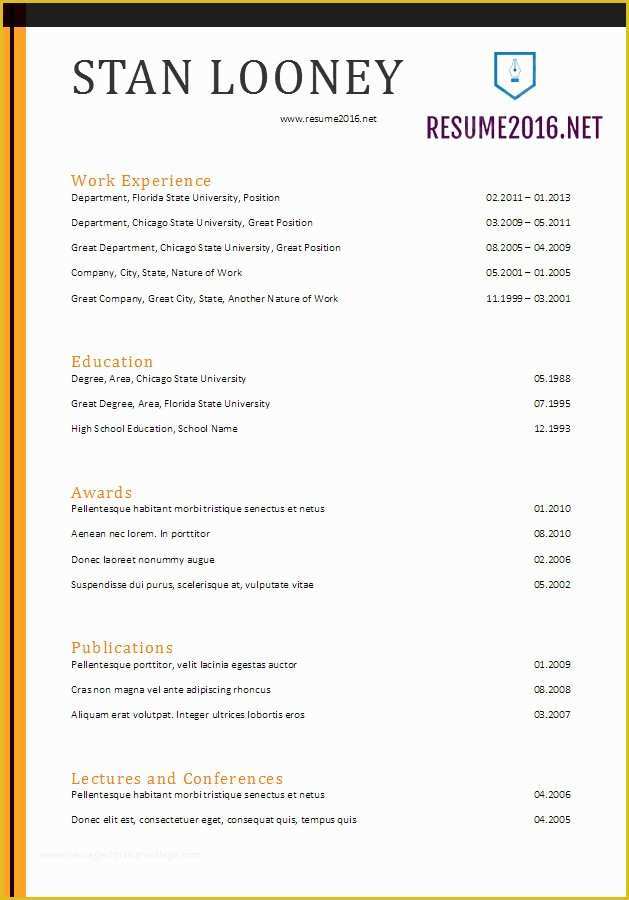 Resume Template 2017 Free Of Resume format 2017 20 Free Word Templates