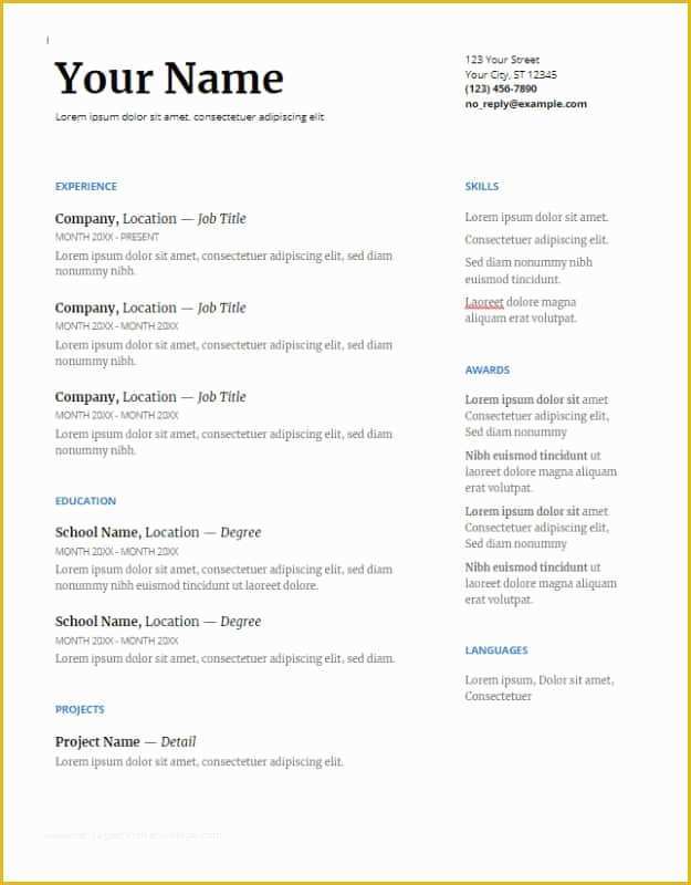 Resume Template for Google Docs Free Of 29 Google Docs Resume Template to Ace Your Next Interview