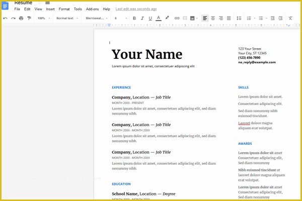 Resume Template for Google Docs Free Of Google Docs Resume Templates Free to Download Hirepowers