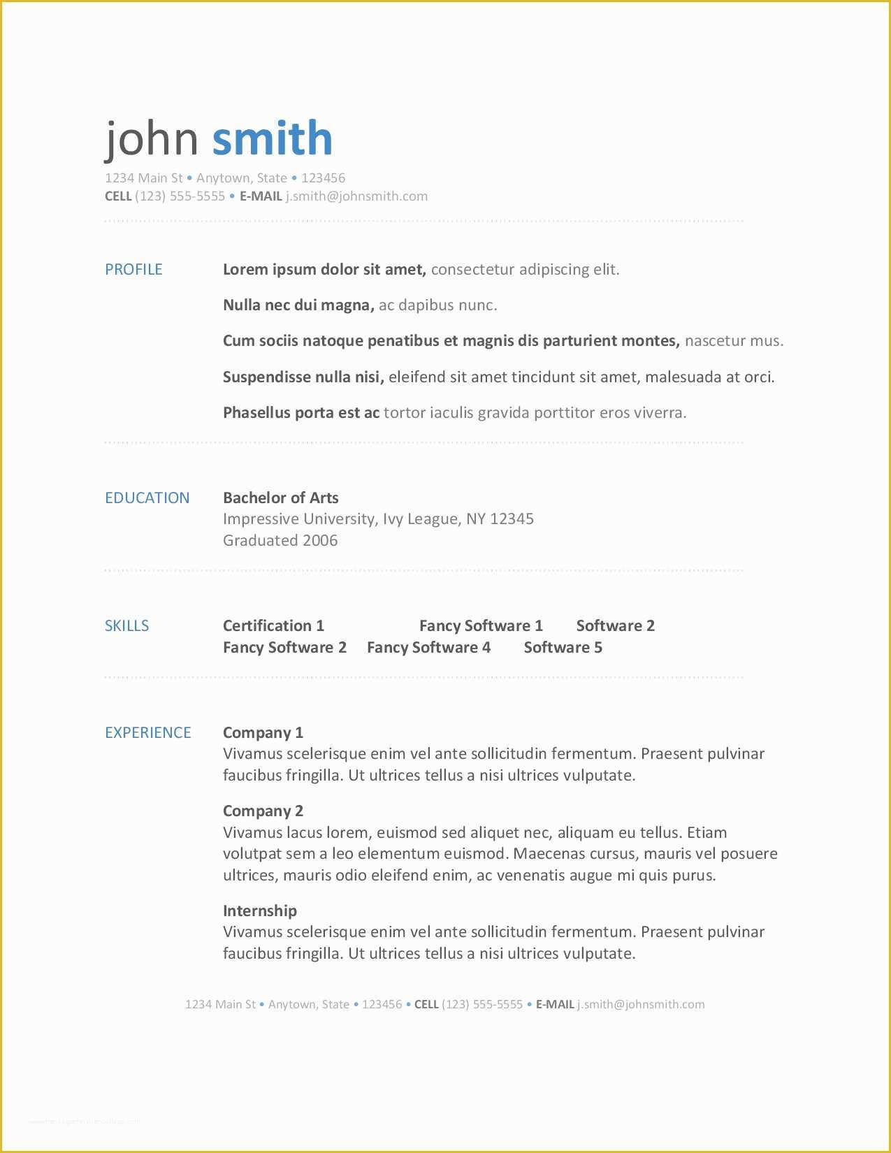 Resume Template for Google Docs Free Of Simple Resume Template