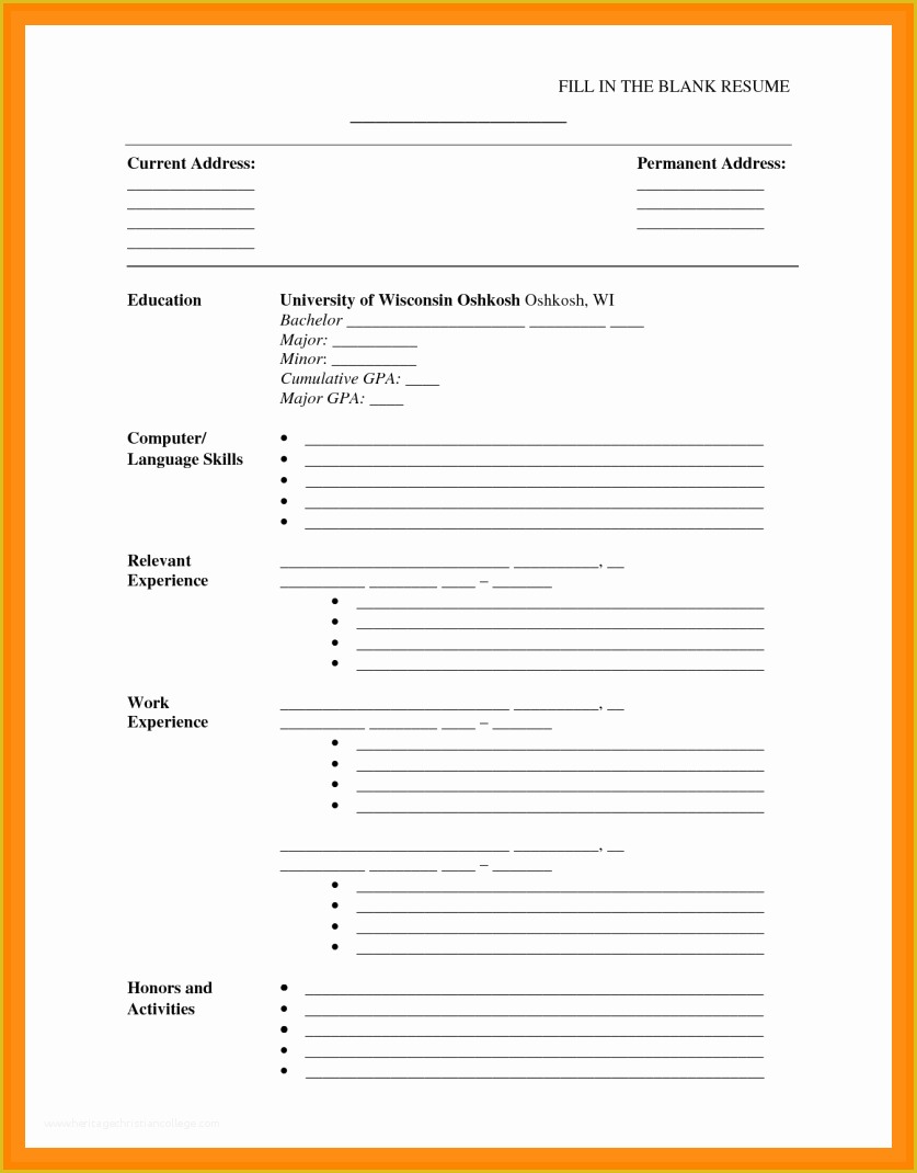 Resume Template Free Download Doc Of 11 Cv Template Blank